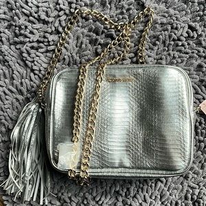 Victoria Secret silver purse w/gold chain